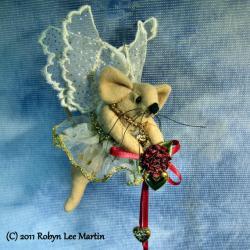 Mouse Fairy with Heart and  Roses Hanging Ornament